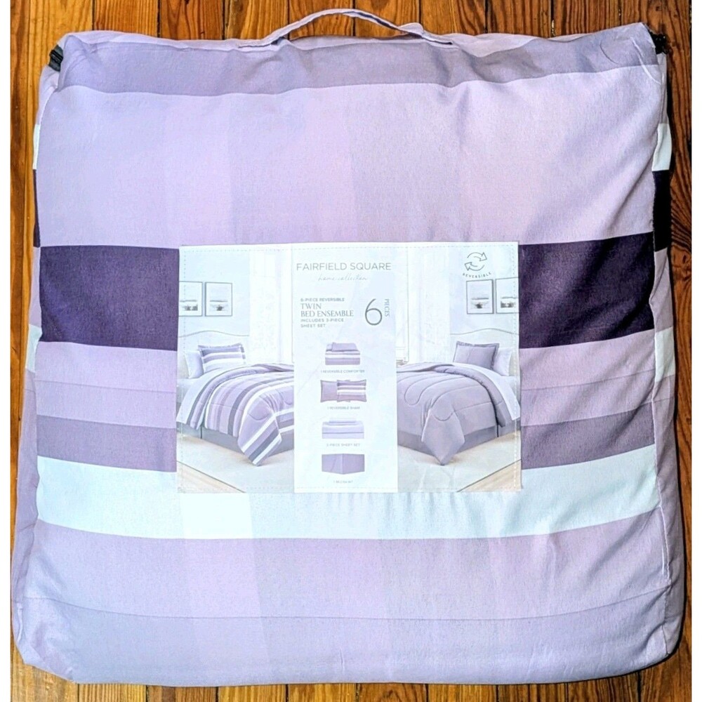 Fairfield Square Twin 6 Piece Reversible Comforter & Sheet Set New Lavender NWT